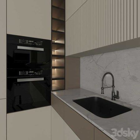 مدل سه بعدی آشپزخانه Kitchen Modern 06 (Corner Kitchen)