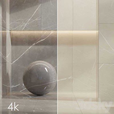 دانلود آبجکت سنگ ماربل Marble Set 04 – Bundle – 2 Types of Pulpis Gray and Beige 4k