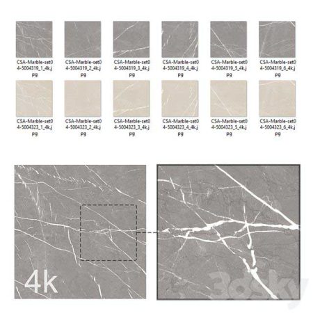 دانلود آبجکت سنگ ماربل Marble Set 04 – Bundle – 2 Types of Pulpis Gray and Beige 4k