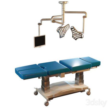 مدل سه بعدی تخت بیمارستانی hospital equipment vol 3 (surgical room set)
